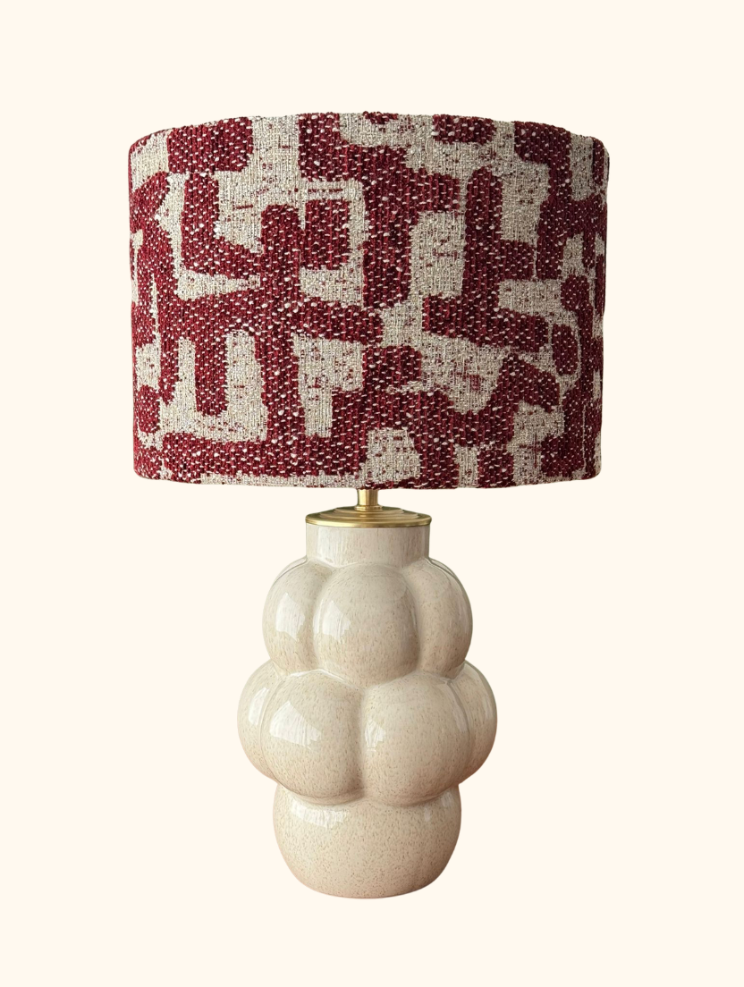 Ecru Burgundy Labyrinth Lamp