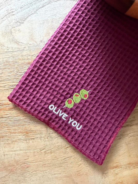 Gepersonaliseerde bordeaux wafelstof keukenhanddoek - bordeaux