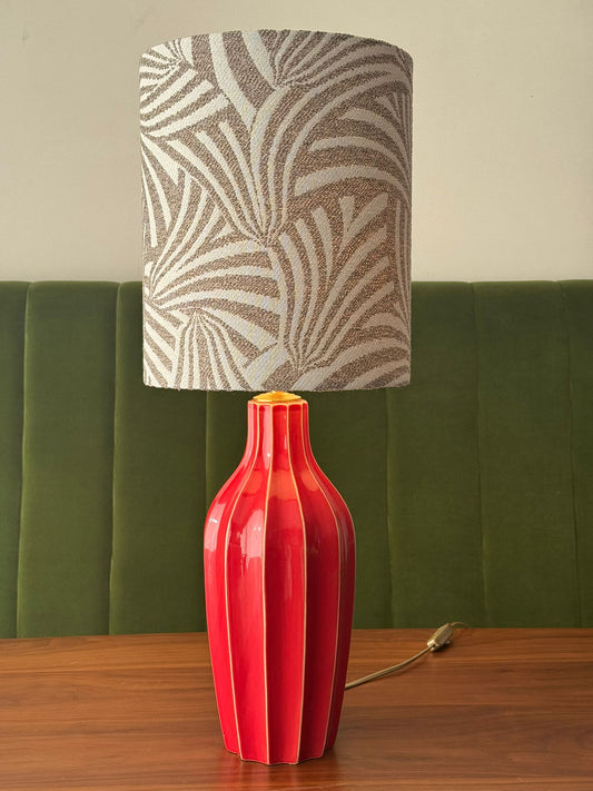Red and Taupe Feathered lamp