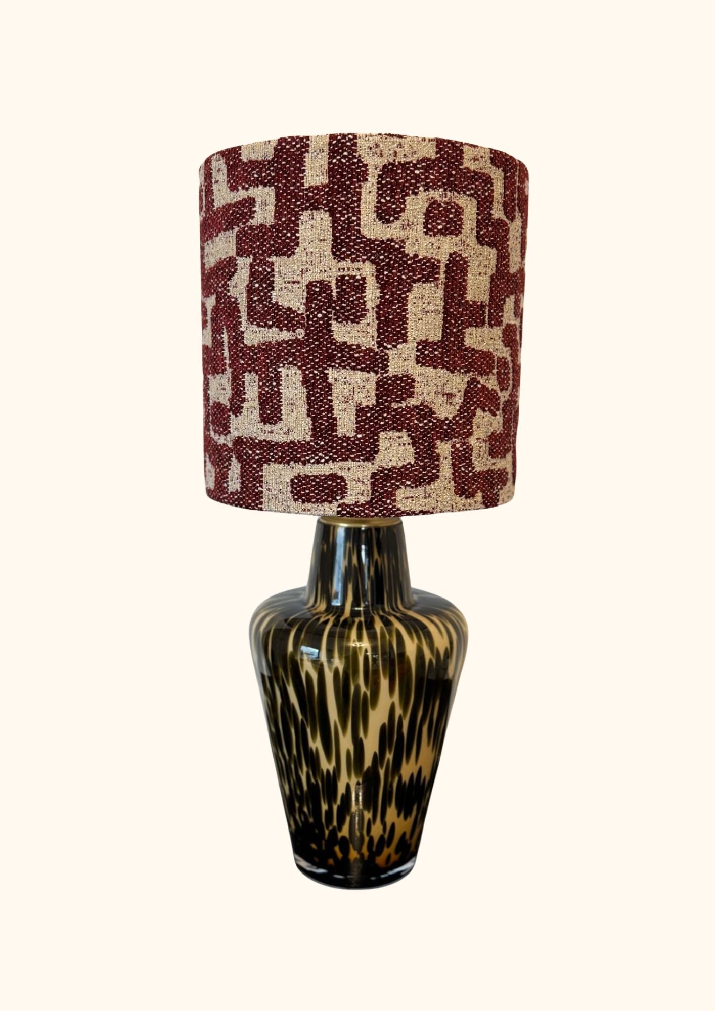 Burgundy Labyrinth Leopard Lamp