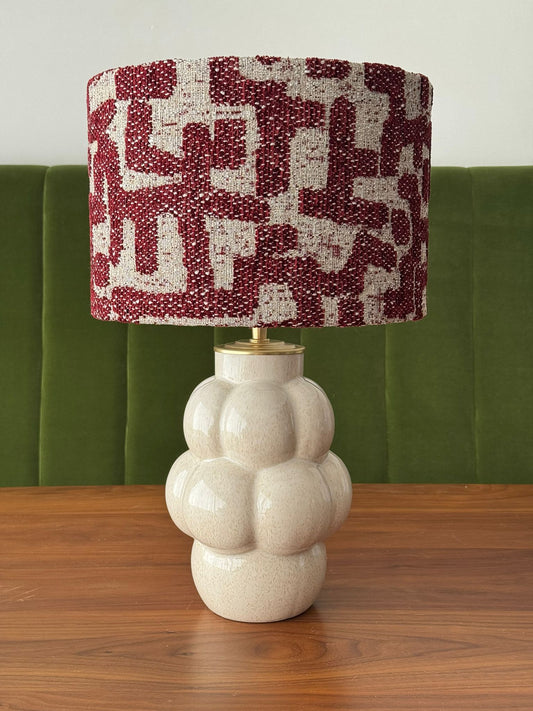 Ecru Burgundy Labyrinth Lamp
