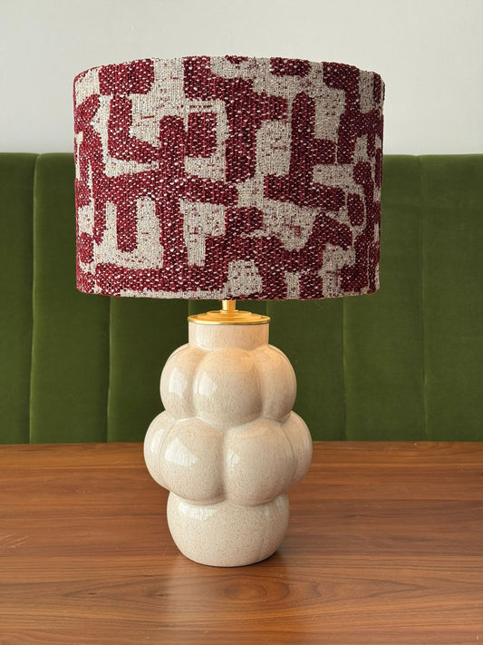 Ecru Burgundy Labyrinth Lamp