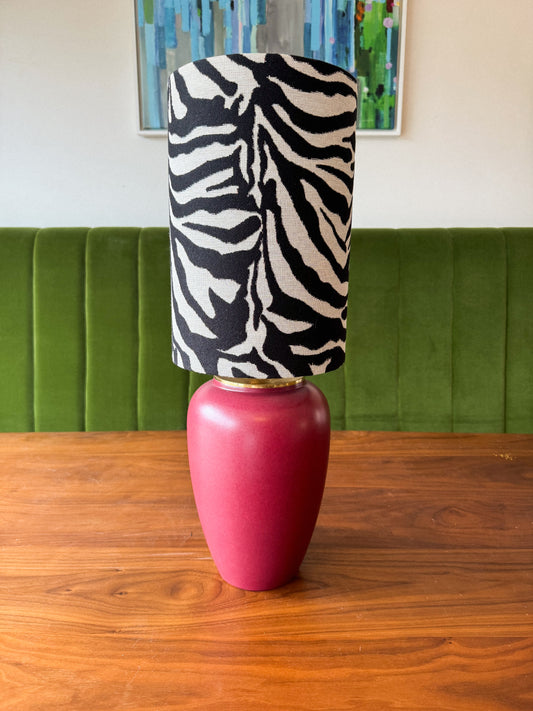 Burgundy Zebra Lamp