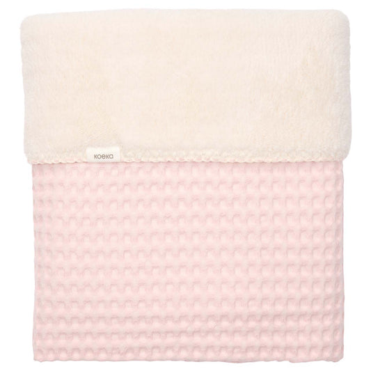 Wiegdeken Gepersonaliseerd Wafelstructuur Roze - Koeka 100x75 cm