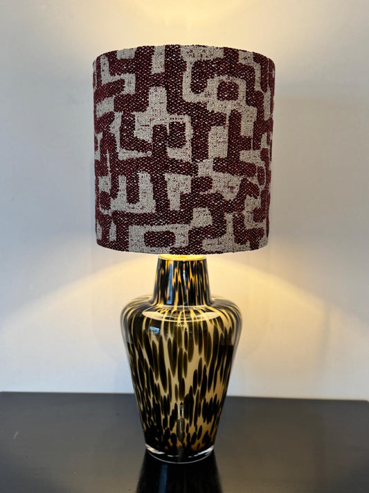 Burgundy Labyrinth Leopard Lamp