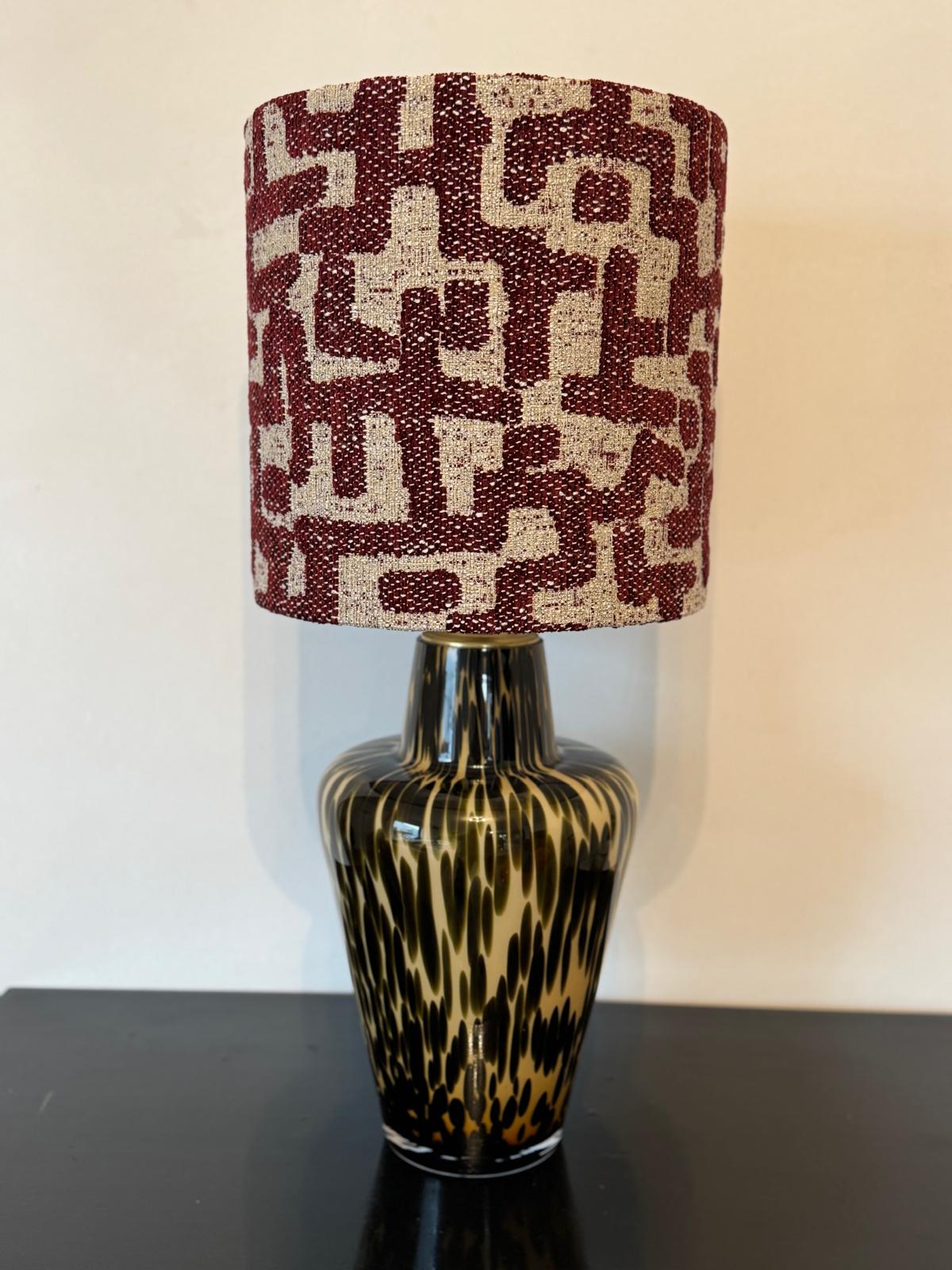 Burgundy Labyrinth Leopard Lamp
