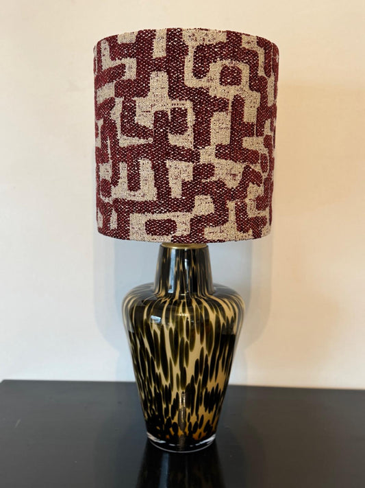 Burgundy Labyrinth Leopard Lamp