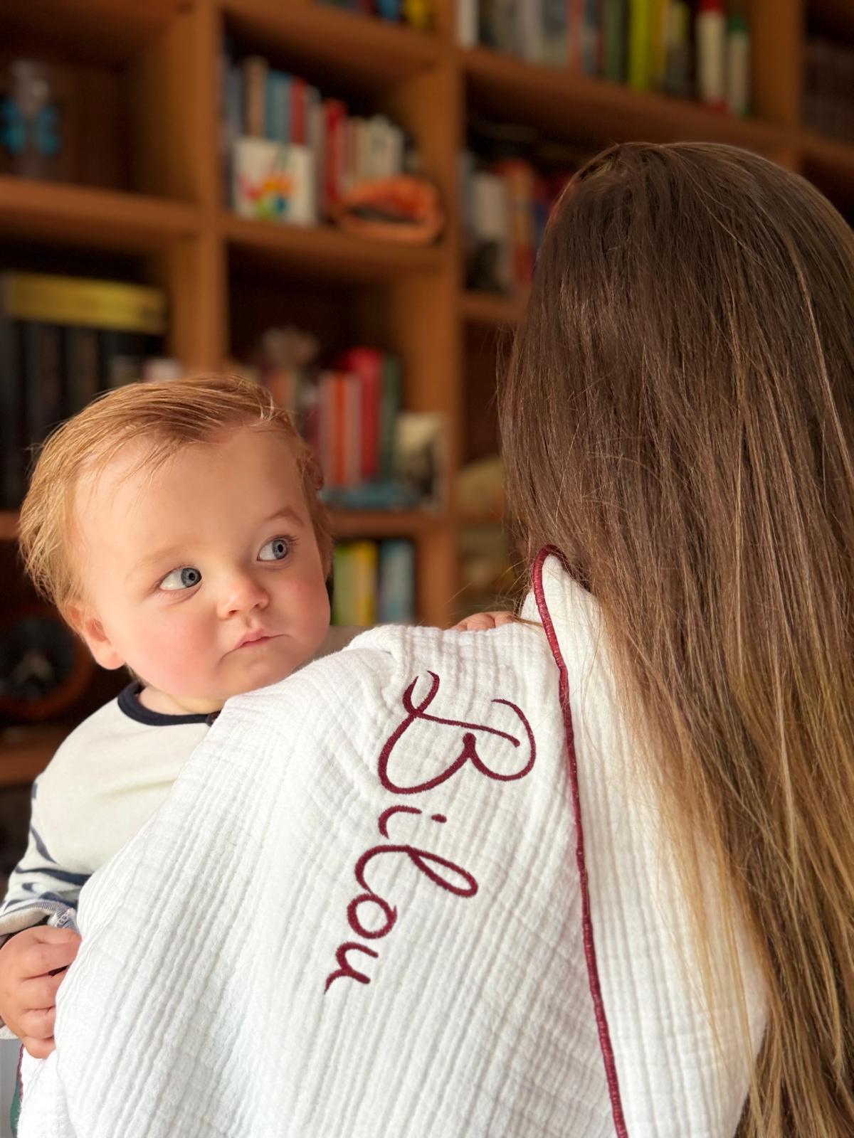 Gepersonaliseerd Bilou babydekentje - Bordeaux