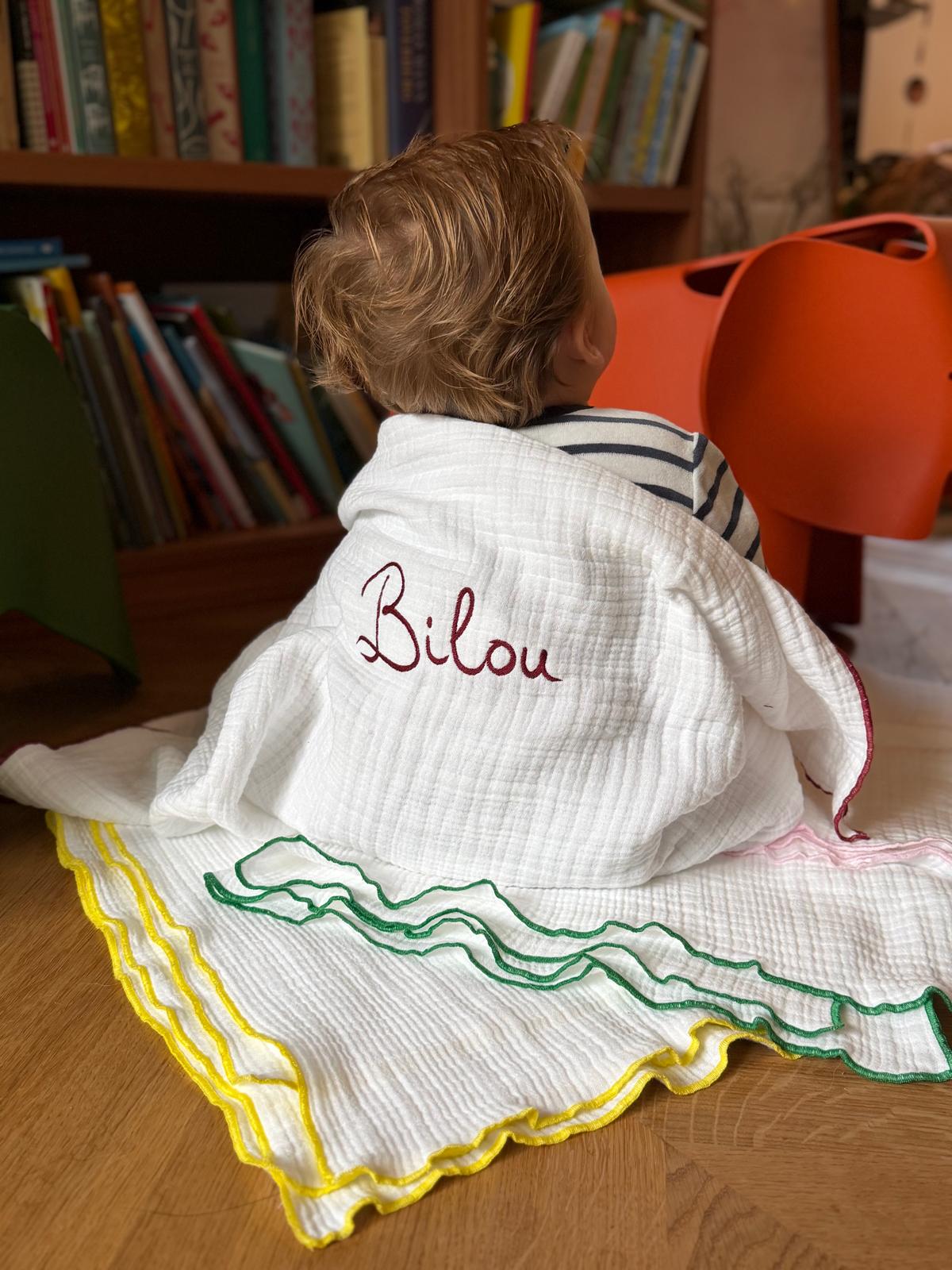 Gepersonaliseerd Bilou babydekentje - Bordeaux