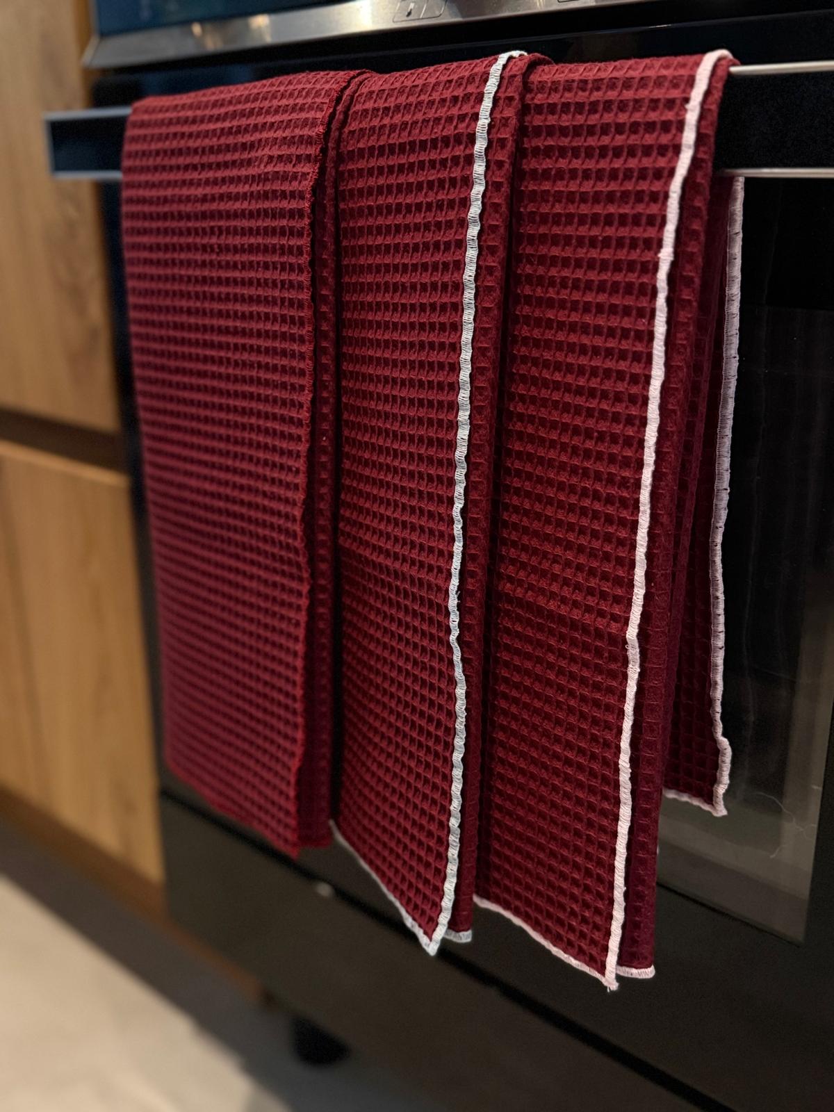 Gepersonaliseerde bordeaux wafelstof keukenhanddoek - bordeaux