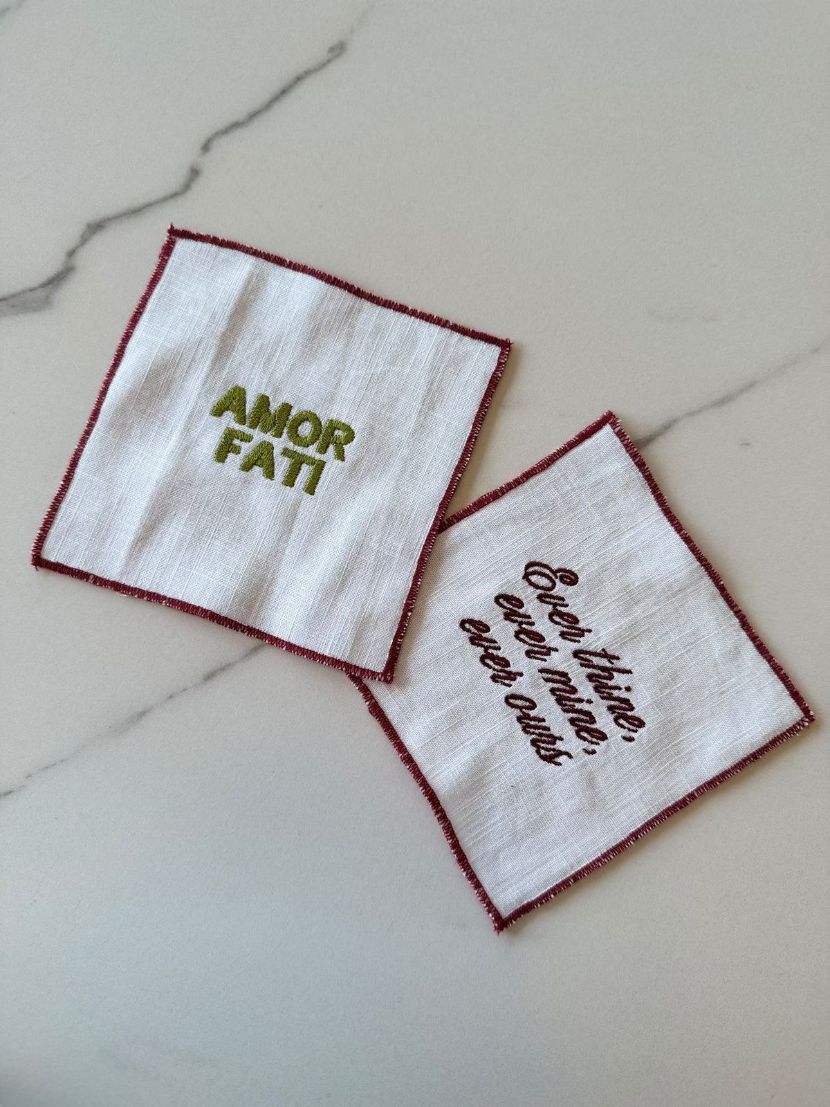 Gepersonaliseerde linnen cocktail napkin - Bordeaux