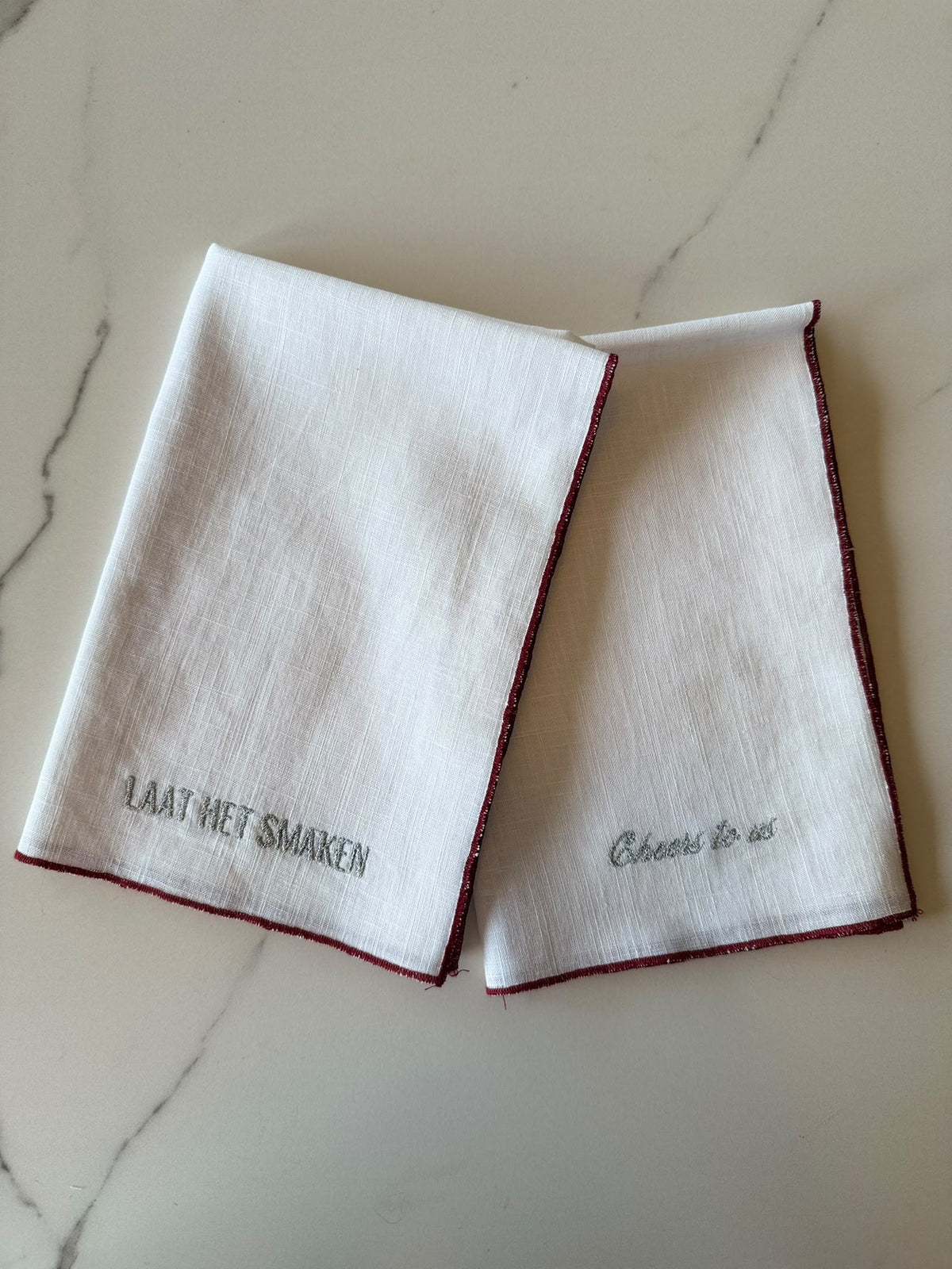 Gepersonaliseerde 100% Linnen Servet Bordeaux - Set van 2