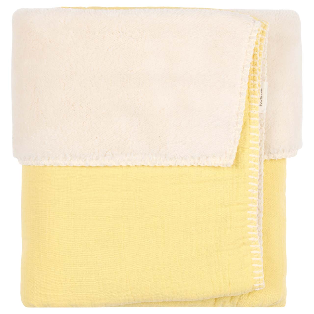 Geel gepersonaliseerd wiegdekentje - Koeka 75x100 cm