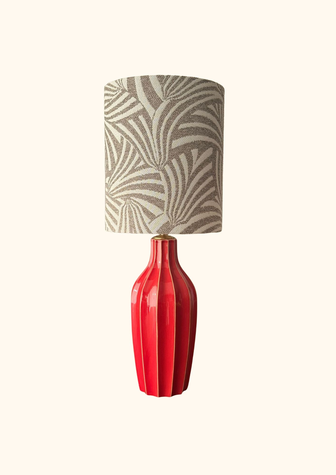 Red and Taupe Feathered lamp